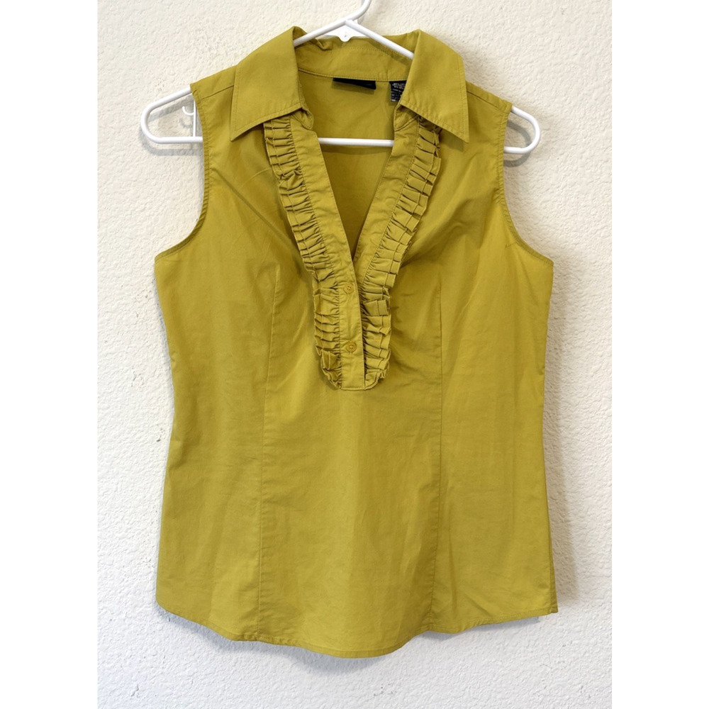 Green Corpcore Ruffle Blouse New York & Company Sleeveless Women Large Top Shirt